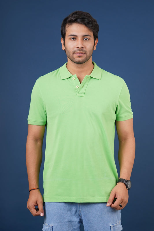 Men's Light Green Core Pique Polo T-shirt