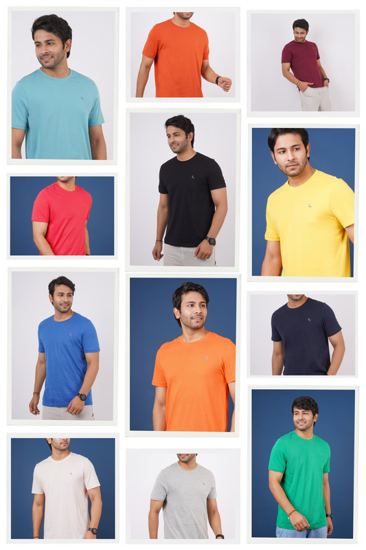 Pack of 12 Solid Single Jersey Crew Neck T-Shirts with Logo