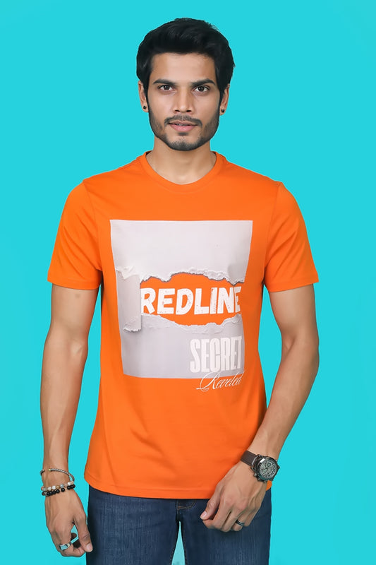 Men's Marmalade Pima Cotton Single Jersey Round Neck T-shirt with Digital Print