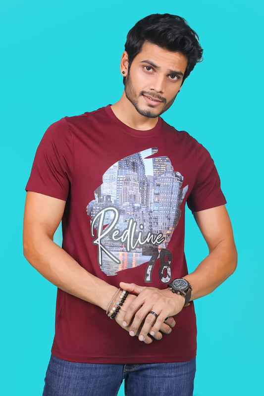 Men's Zinfandel Pima Cotton Single Jersey Round Neck T-shirt Digital Print