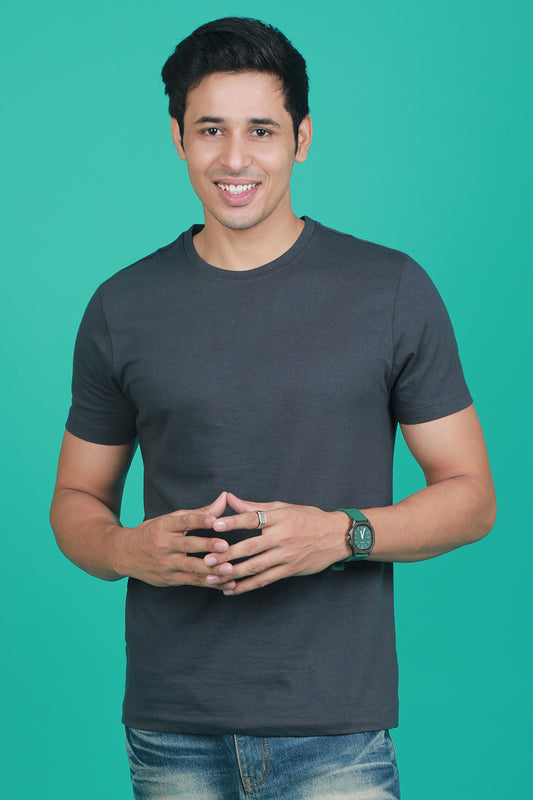 Men's Slate Single Jersey Round Neck T-shirt