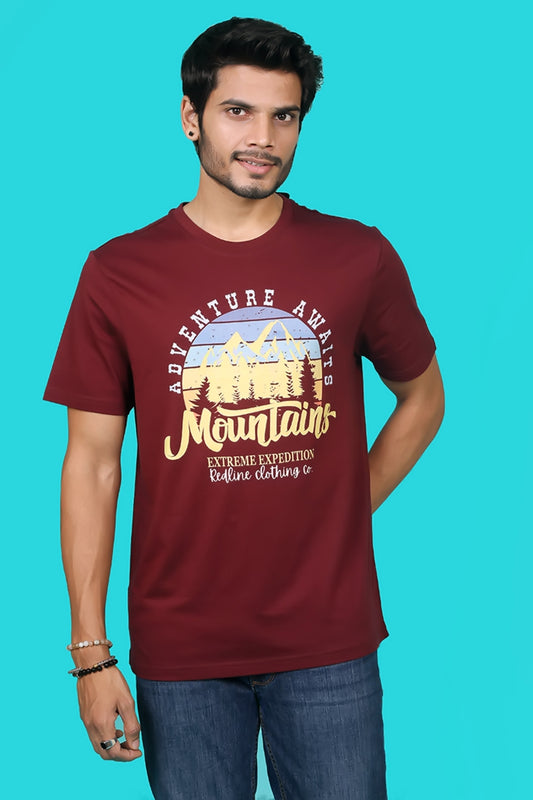 Men's Zinfandel Pima Cotton Single Jersey Round Neck T-shirt with Digital Print