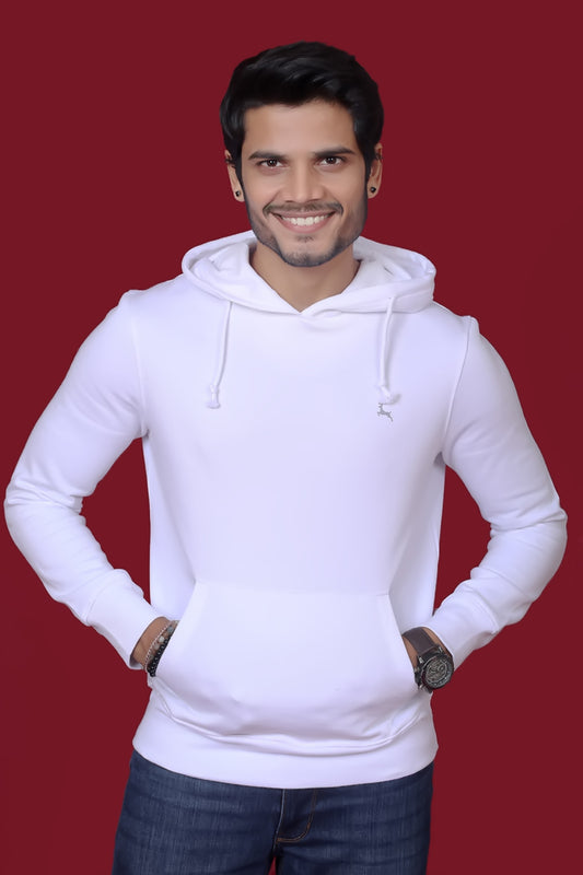 Men's White Hooded Jacket with Logo