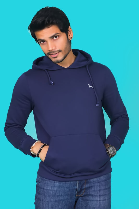 Men's Navy Hooded Jacket with Logo