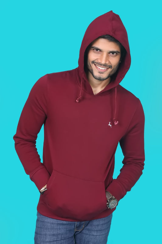 Men's Burgundy Hooded Jacket with Logo