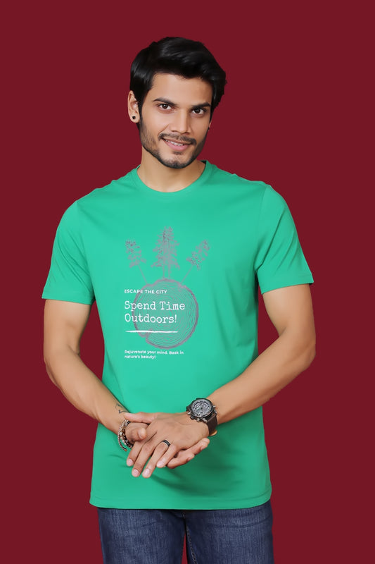 Men's Jelly Bean Single Jersey Round Neck T-shirt with Digital Print