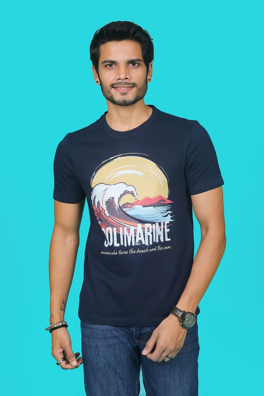 Men's Navy Core Lycra Pique Polo T-shirt