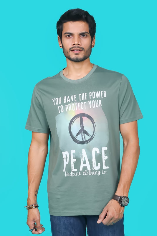 Men's Laureal Wreath Pima Cotton Single Jersey Round Neck T-shirt with Digital Print