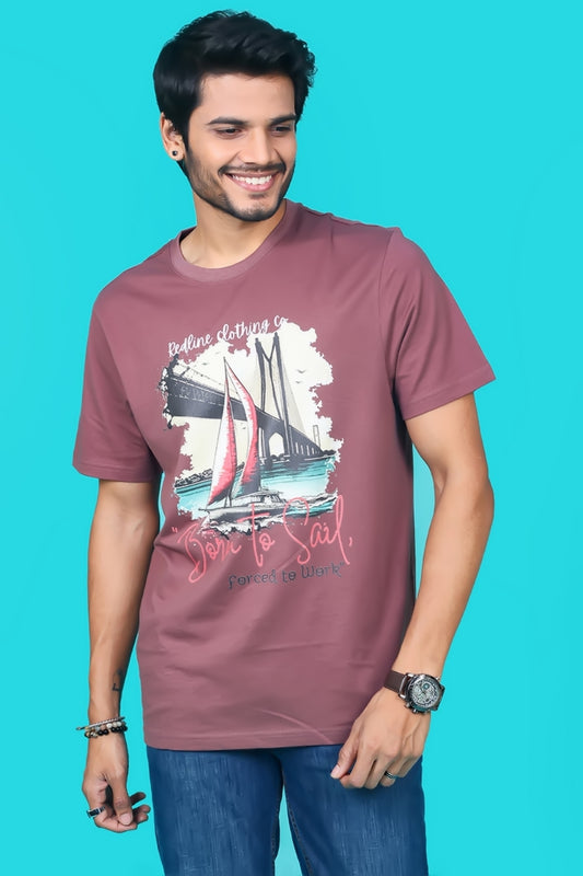 Men's Desert Rose Pima Cotton Single Jersey Round Neck T-shirt with Digital Print