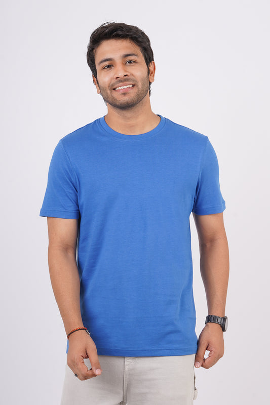 Men's Royal Blue Single Jersey Round Neck T-shirt