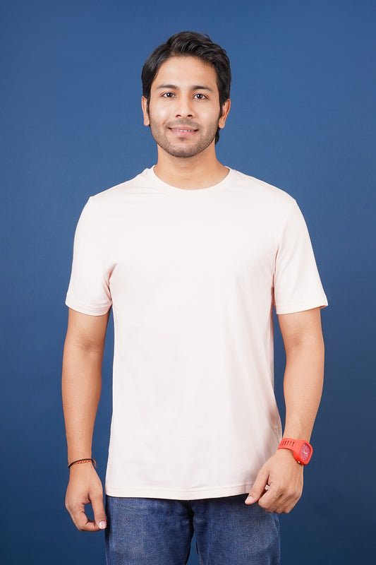 Men's Cloud Pink Single Jersey Round Neck T-shirt