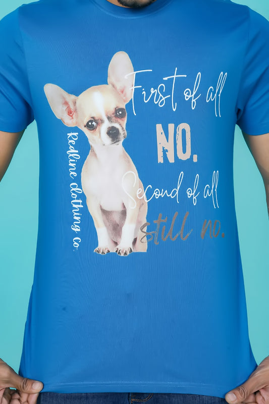 Men's Blue Saphire Pima Cotton Single Jersey Round Neck T-shirt with Digital Print