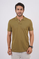 Men's Olive Green Core Pique Polo T-shirt