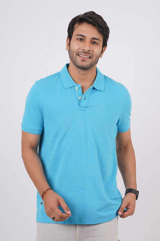 Men's Mid Night Blue Core Pique Polo T-shirt