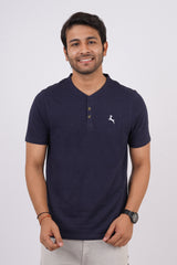 Men's India ink slub jersey henley neck t-shirt