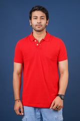 Men's red core pique polo t-shirt