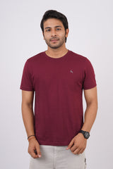 Men's classic red single jersey round neck t-shirt with logo