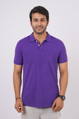 Pack of 3 Solid Polo T- shirts (Purple, Green, Orange) with pocket