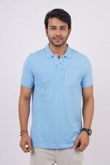 Pack of 3 Solid Polo(MD. Blue, Sky Blue, Lt. Blue)T- shirts with pocket