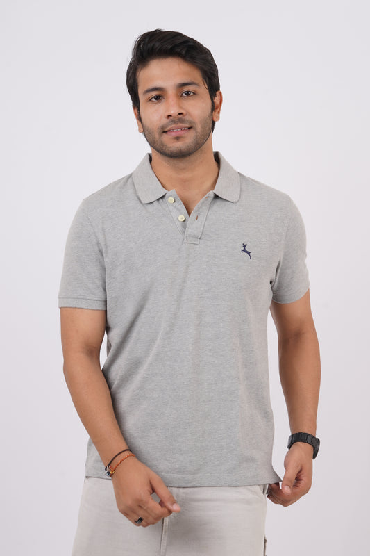 Pack of 3 Core Polo T-Shirts (Grey Mel, Anthra Mel, Brilliant White) With Embroidered Logo