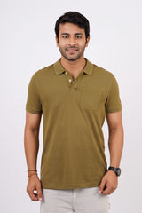 Pack of 3 Solid Polos( Olive Green, Blue, Water Blue ) with pocket T- shirt