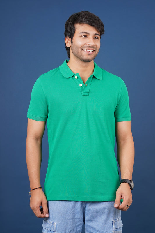 Men's Green Core Pique Polo T-shirt