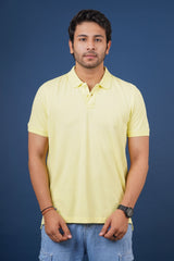 Men's Light Yellow Core Pique Polo T-shirt