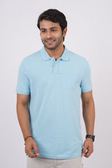 Pack of 3 Solid Polo(MD. Blue, Sky Blue, Lt. Blue)T- shirts with pocket