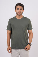 Pack of 3 Solid (Black, Bottle Green, Thyme) Crew Neck T-Shirts