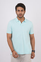 Men's Water Blue Core Pique Polo T-shirt