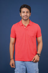 Pack of 3 Solid Polo T-Shirts (Dark Pink, Yellow, Red) with Pocket