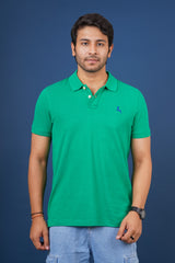 Men's green core pique polo t-shirt with embroidred logo