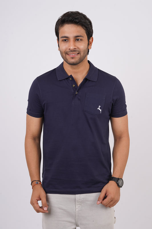 Men's india ink single jersey polo t-shirt with pocket