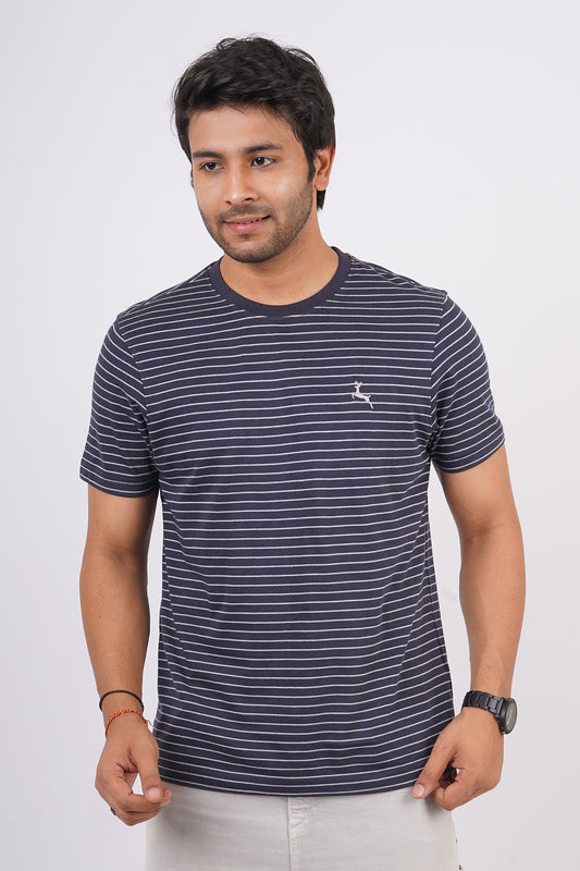 Men's India Ink striped round neck t-shirt