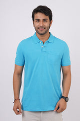 Pack of 3 Solid Polo(MD. Blue, Sky Blue, Lt. Blue)T- shirts with pocket