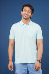 Pack of 3 Solid Polos( Olive Green, Blue, Water Blue ) with pocket T- shirt