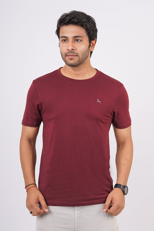 Men's Zinfandel Pima Cotton Single Jersey Round Neck T-shirt with Logo