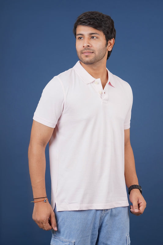 Men's Light Pink core pique polo t-shirt