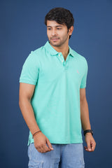 Men's mint core pique polo t-shirt with embroidered logo