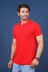 Men's red core pique polo t-shirt