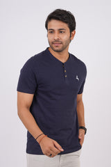 Men's India ink slub jersey henley neck t-shirt