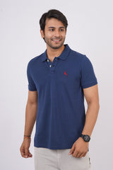 Men's navy core pique polo t-shirt with embroidered logo