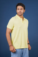 Men's Light Yellow Core Pique Polo T-shirt