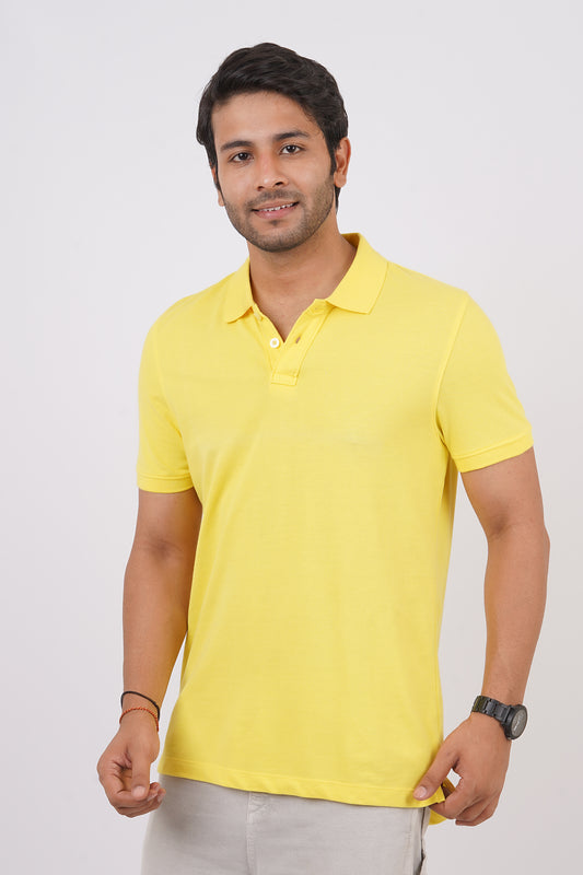 Men's yellow core pique polo t-shirt