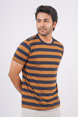 Men's Late/Navy striped round neck t-shirt