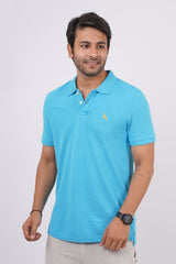 Pack of 3 Core Polo T-Shirts (MD Blue, Sky Blue, Light Blue) With Embroidered Logo