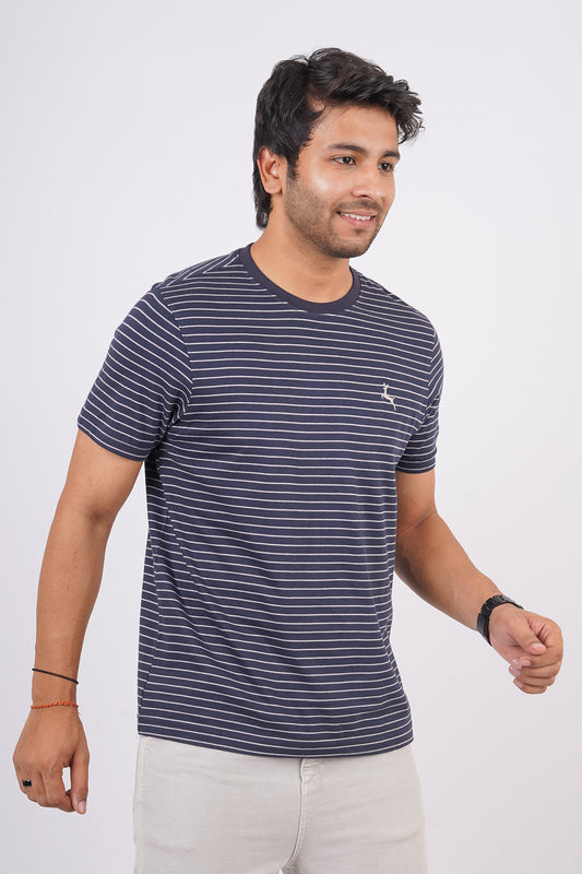 Men's India Ink striped round neck t-shirt