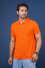 Men's Orange Core Pique Polo T-shirt