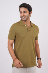 Men's Olive Green Core Pique Polo T-shirt