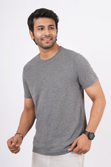 Pack of 3 Solid (Anthra Melange, Glacier grey & Coral) Crew Neck T-Shirts